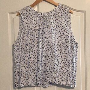 LOFT Blue and White Boxy Sleeveless Blouse